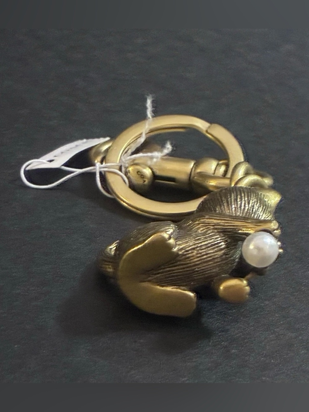 Coach Gold-Tone Cat Keychain Charm with Pearl Accent CC569 LTD - Picture 7 of 10